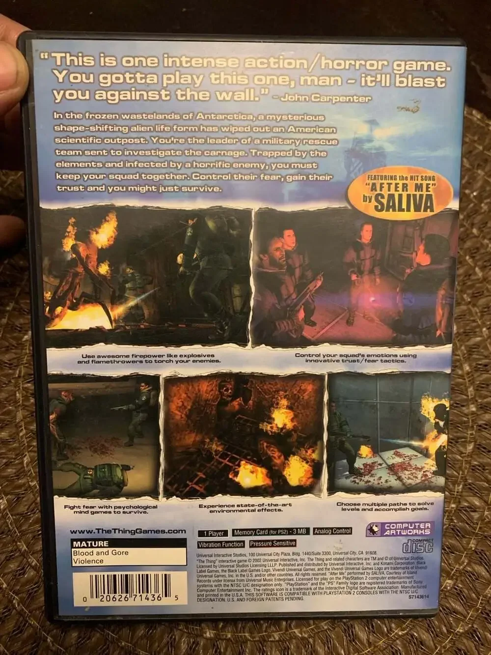 The Thing PlayStation 2 Video Game Complete with Manual